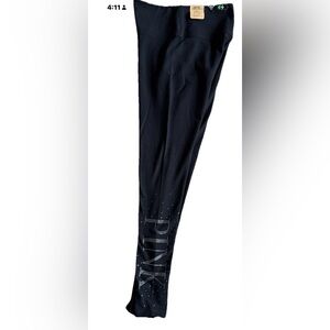 Pink Victoria Secret Black Leggings with a logo detail in rhinestones Large NWT